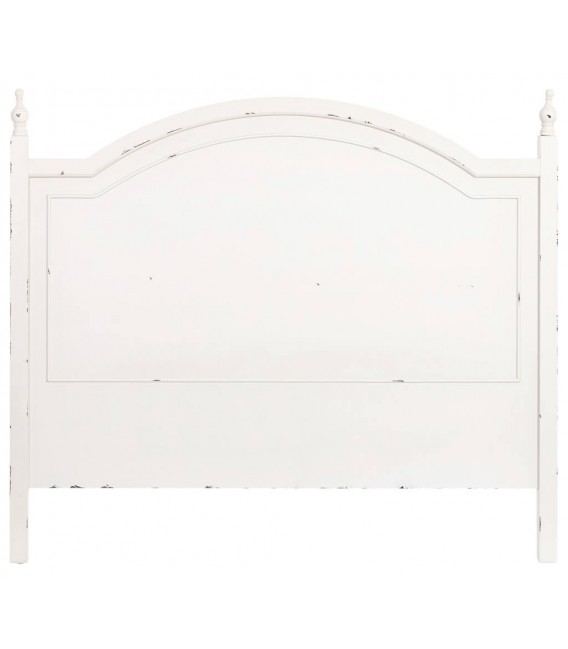 Cabecero romántico blanco roto de madera torneada artesanal. 1