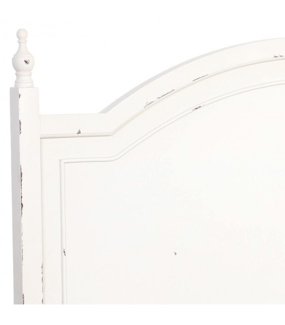 Cabecero romántico blanco roto de madera torneada artesanal. 3