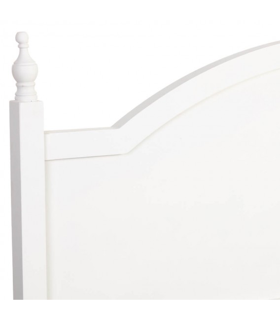 Cabecero romántico blanco roto de madera torneada artesanal. 5