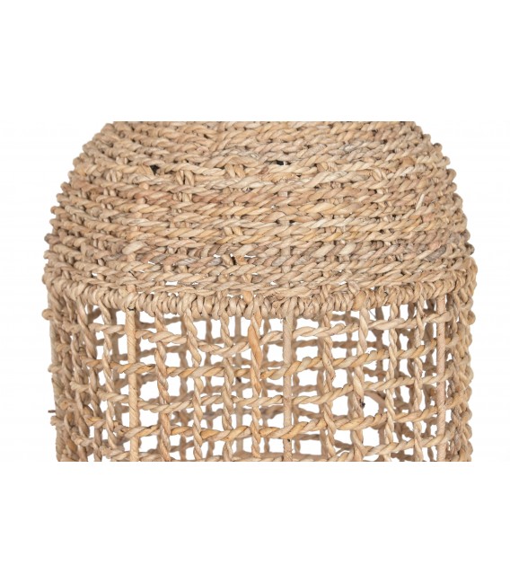 Lámpara de pie boho en madera de teca y fibras naturales trenzadas. 3