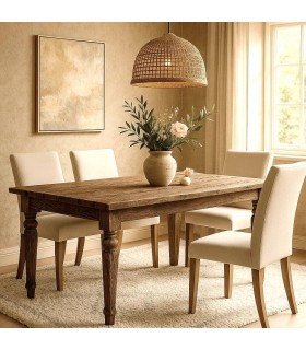 Mesa comedor grande boho de madera teca reciclada natural. Mdmhogar