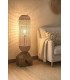 Lámpara de pie boho en madera de teca y fibras naturales trenzadas. Mdmhogar