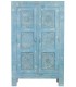 Armario alacena madera azul tallada artesanal estilo étnico. 1