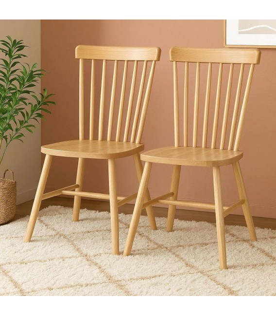 Set 2 sillas comedor boho madera olmo natural artesanal. Mdmhogar