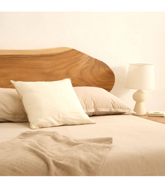 Cabecero de madera natural artesanal para cama estilo boho.2