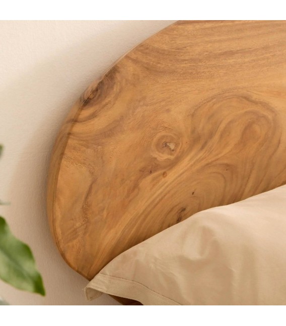 Cabecero de madera natural artesanal para cama estilo boho.3