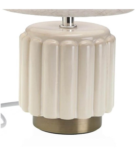 Lámpara de sobremesa cerámica blanca y metal dorado satinado.2