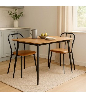 Mesa de comedor extensible madera y metal estilo industrial moderna. Mdmhogar