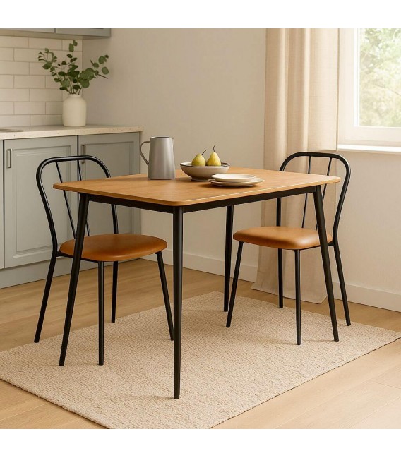 Mesa de comedor extensible madera y metal estilo industrial moderna. Mdmhogar