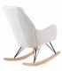 Sillón mecedora nórdico madera natural y tela chenilla blanca. 3