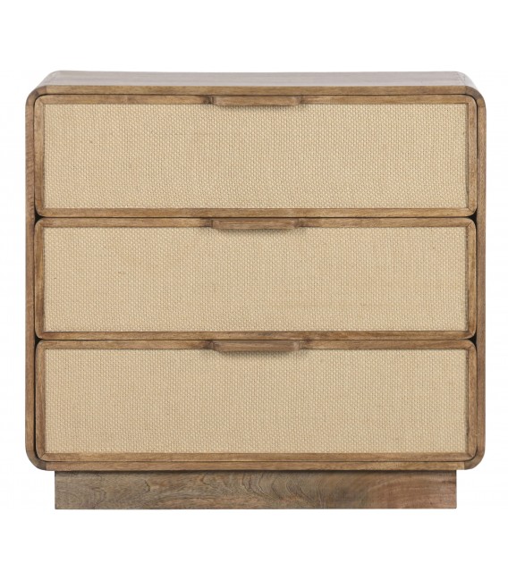 Cómoda boho pequeña de madera y yute natural artesanal. 1