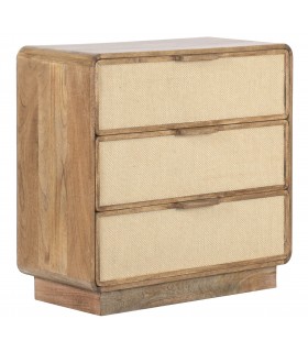 Cómoda boho pequeña de madera y yute natural artesanal.  Mdmhogar