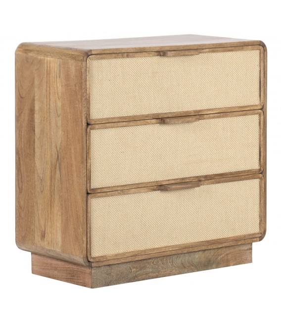 Cómoda boho pequeña de madera y yute natural artesanal.  Mdmhogar