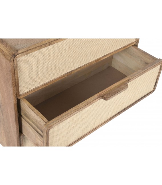 Cómoda boho pequeña de madera y yute natural artesanal. 6