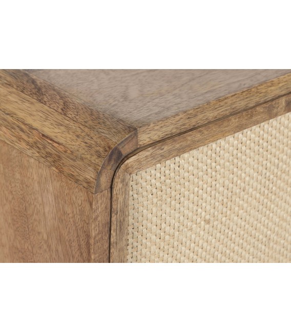 Cómoda boho pequeña de madera y yute natural artesanal. 3