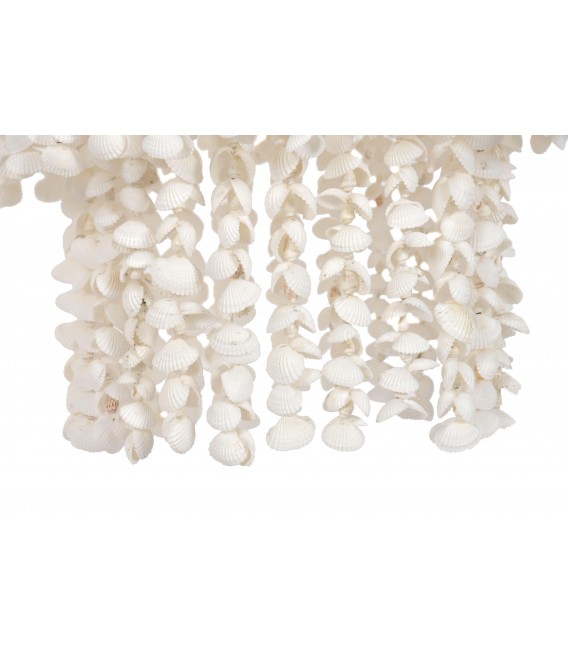 Lámpara de techo boho de conchas y fibras naturales trenzadas. 5