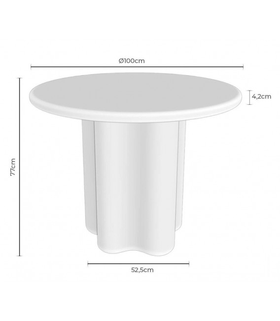 MESA DE COMEDOR REDONDA PEQUEÑA 100 Ø X 77 LAORO MICROCEMENTO TRAVERTINO