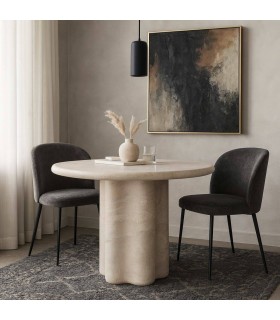 Mesa redonda microcemento estilo contemporáneo acabado travertino Mdmhogar