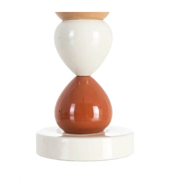 Lámpara boho cerámica multicolor con pantalla lino jaspeado. 4