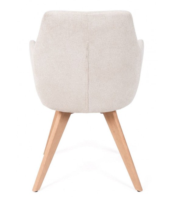 Set 2 sillones nórdicos tapizados en chenilla beige y madera. 4