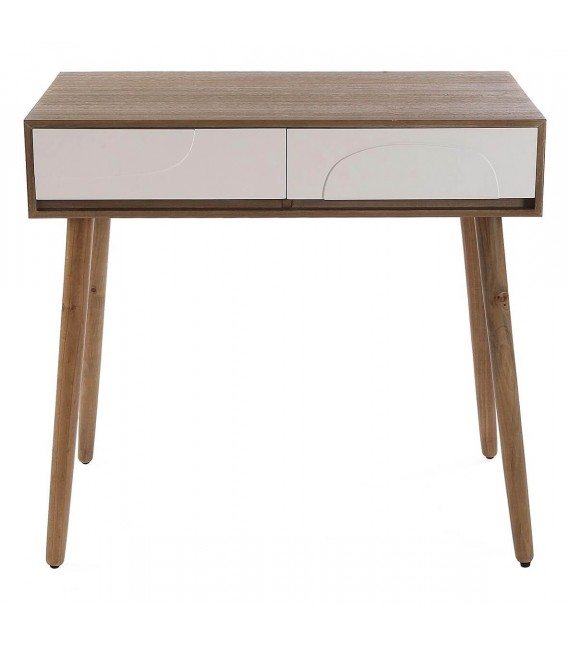 Consola contemporánea madera nogal con cajones blancos. 1