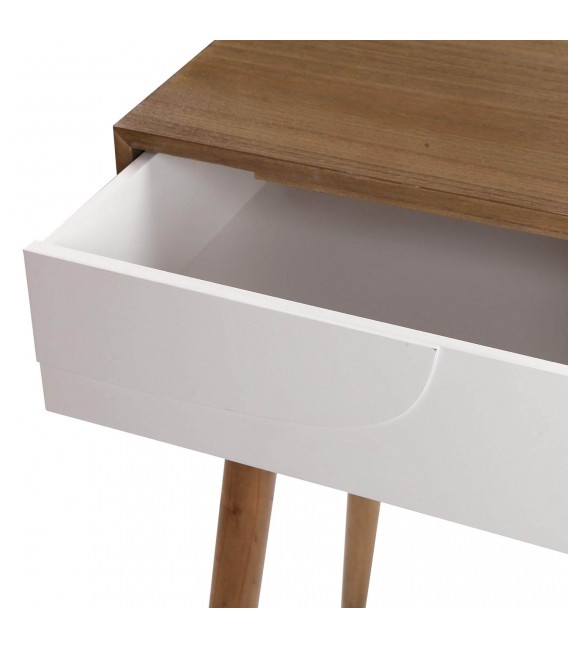 Consola contemporánea madera nogal con cajones blancos. 4