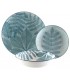 Vajilla de porcelana con motivo de hojas azules de 18 piezas.