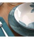 Vajilla de porcelana con motivo de hojas azules de 18 piezas. 1
