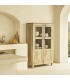 Vitrina rústica de madera natural con tiradores en dorado. Mdmhogar