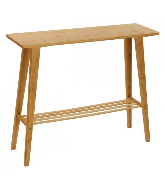 Consola pequeña nórdica de bambú natural para entrada ligera.
