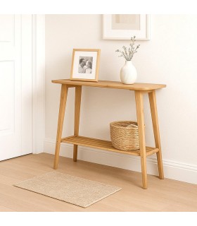 Consola pequeña nórdica de bambú natural para entrada ligera. Mdmhogar