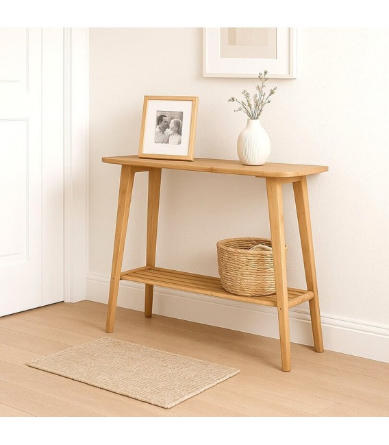 Consola pequeña nórdica de bambú natural para entrada ligera. Mdmhogar
