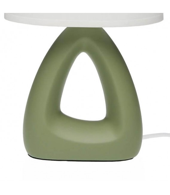 Lámpara de sobremesa verde con pantalla blanca contemporánea. 2