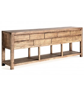 Consola de entrada XXL en olmo reciclado 9 cajones estilo oriental
