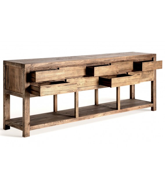 Consola de entrada XXL en olmo reciclado 9 cajones estilo oriental2
