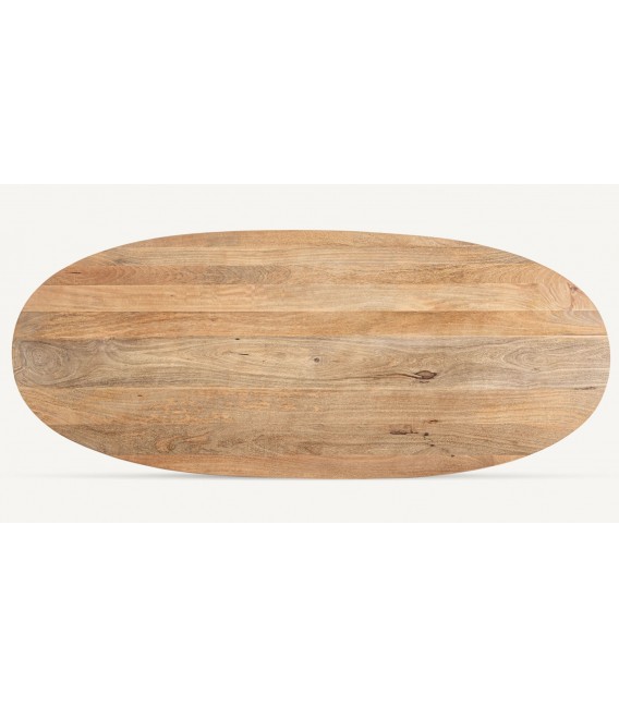 Mesa ovalada de comedor en madera natural de estilo colonial.2