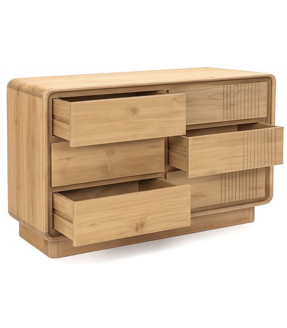 Cómoda XL de madera maciza de teca natural estilo boho 2