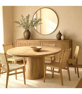MESA DE COMEDOR 150 Ø MERSCH MADERA MANGO NATURAL MDMHOGAR