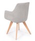Sillones nórdicos de comedor en chenilla gris y madera natural. 3