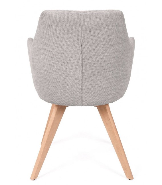 Sillones nórdicos de comedor en chenilla gris y madera natural. 4