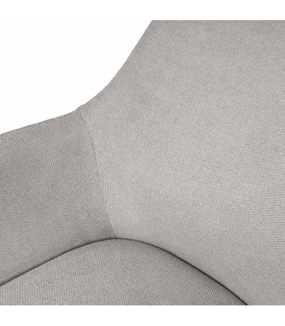 Sillones nórdicos de comedor en chenilla gris y madera natural. 5