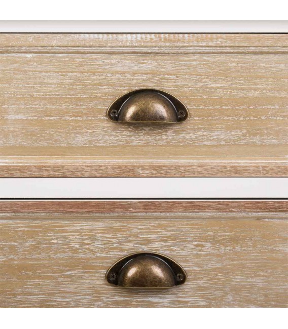 Aparador rústico blanco y madera natural lavada con tiradores latón. 4