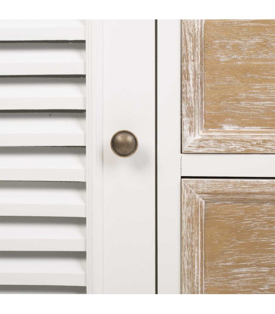 Aparador rústico blanco y madera natural lavada con tiradores latón. 5