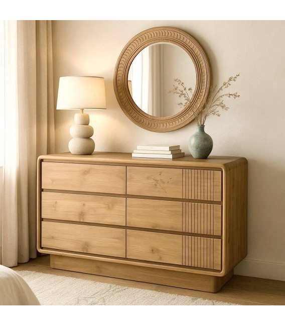 Cómoda XL de madera maciza de teca natural estilo boho Mdmhogar