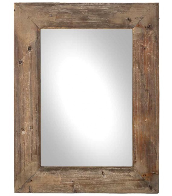 Espejo marco de madera reciclada en tono nogal rústico envejecido.1