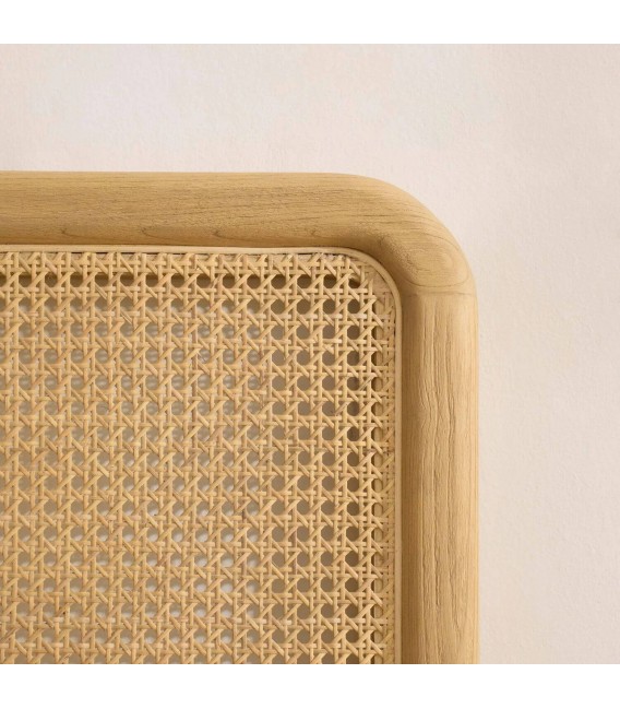Cabecero boho de madera y ratán natural para cama doble 150 cm. 1