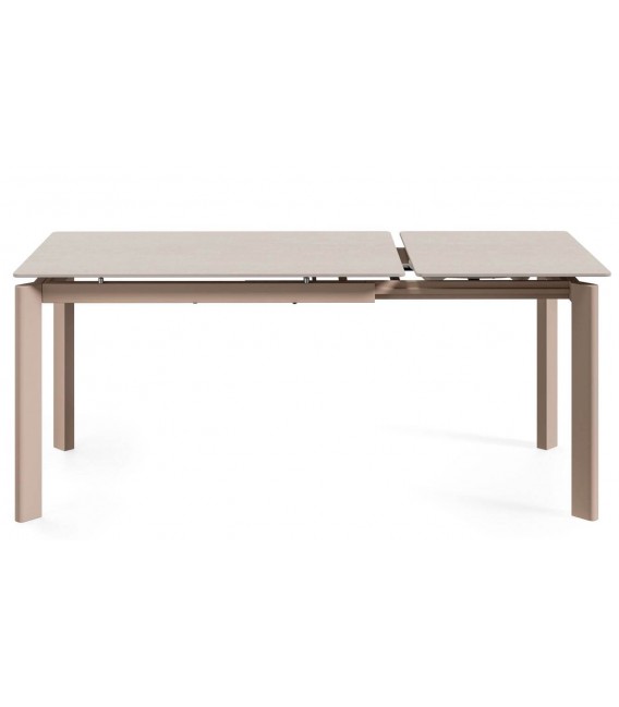 Mesa extensible metal y porcelánico topo estilo contemporáneo. 3