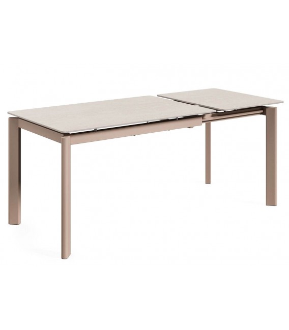 Mesa extensible metal y porcelánico topo estilo contemporáneo. 4