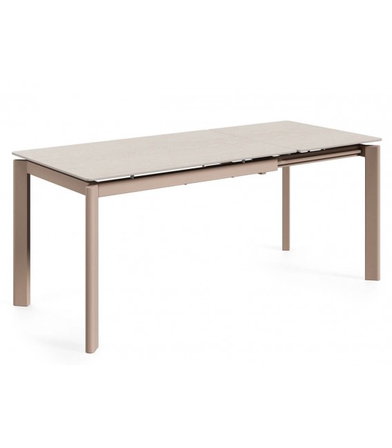Mesa extensible metal y porcelánico topo estilo contemporáneo. 5