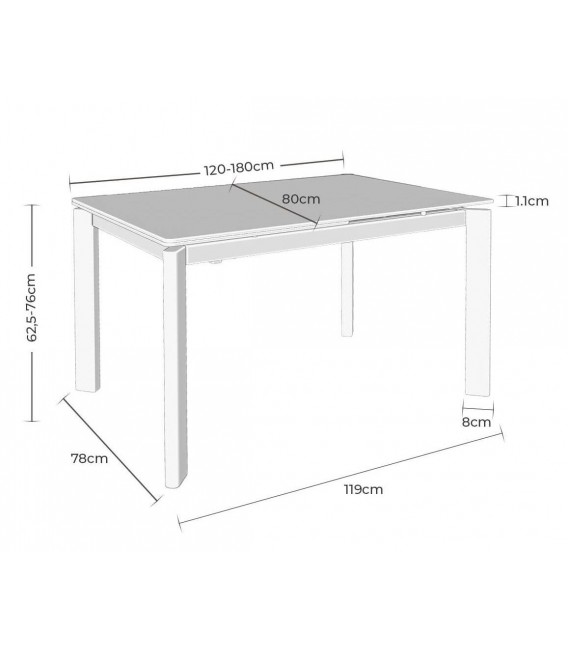 Mesa extensible metal y porcelánico topo estilo contemporáneo. 9